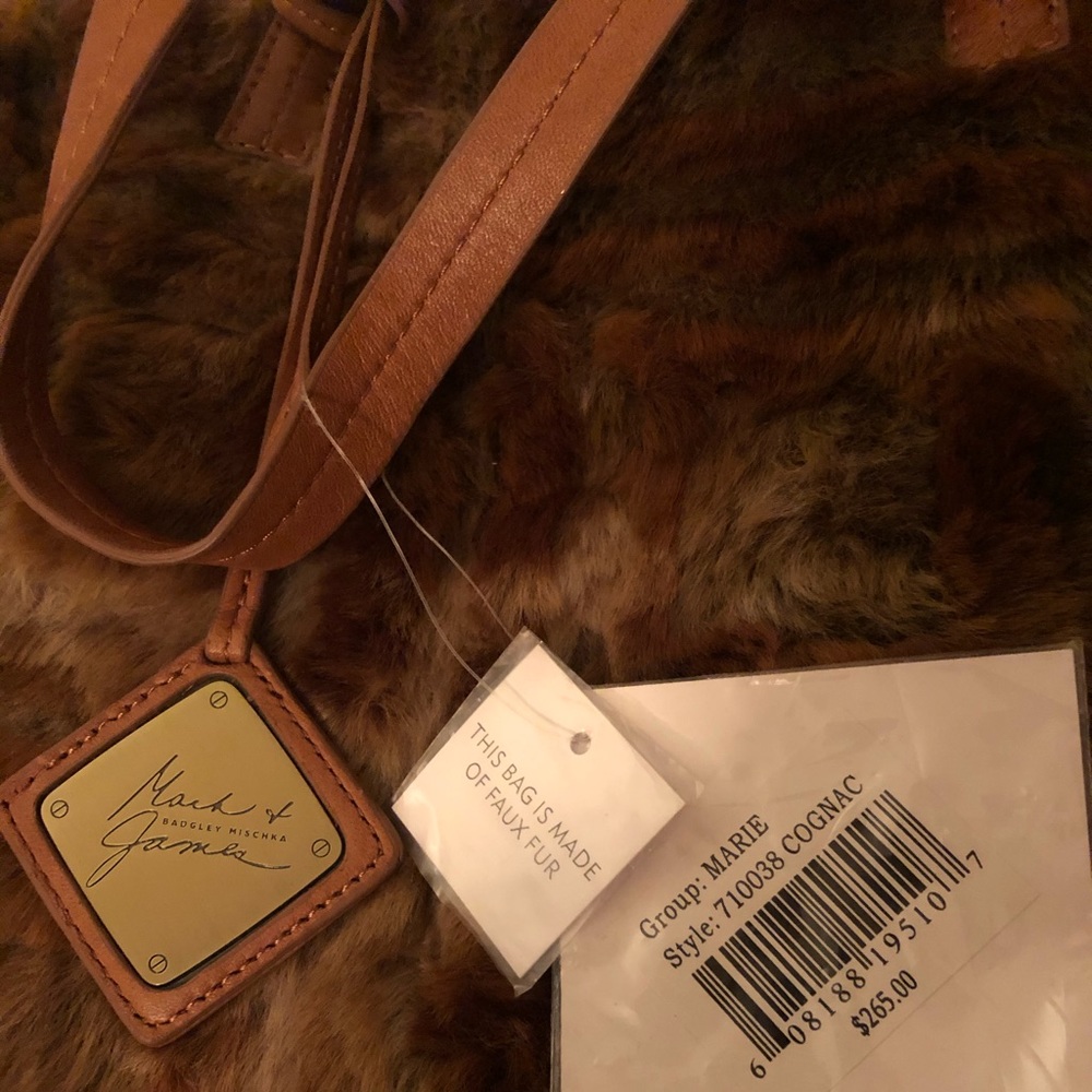 Badgley Mischka Brownish Fur Tote - Picture 2 of 4